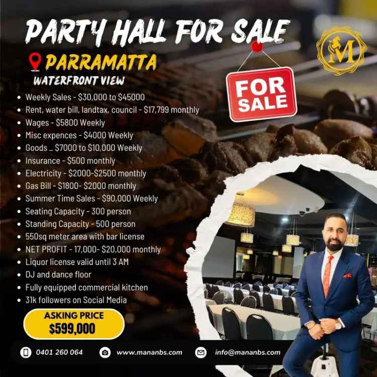 Waterfront Party and Dining Destination for Sale in Parramatta