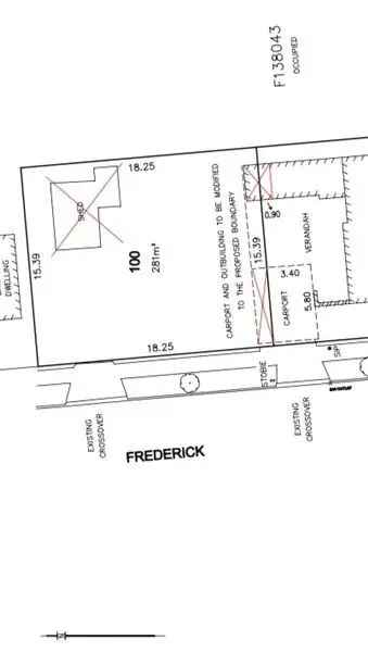 Land size 18.25m x 15.29, Approx. 281sqm of corner block subdivided.