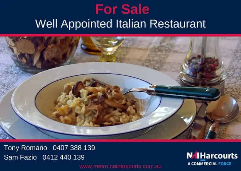 Buy Well Appointed Italian Restaurant in Strong Residential Area
