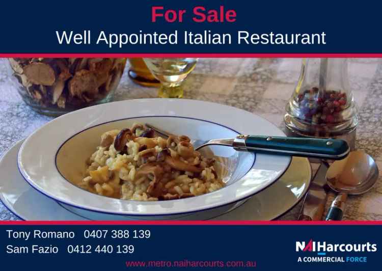 MAKE AN OFFER - Well Appointed Italian Restaurant For Sale!