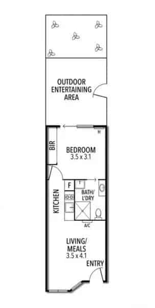 1 bedroom retirement apartment with courtyard