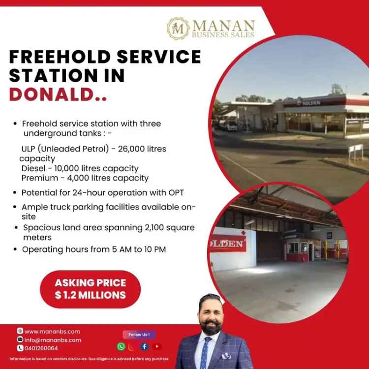 Buy Freehold Service Station in Donald with High Growth Potential