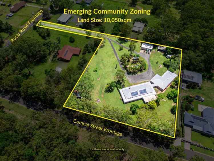 2 Massive Homes + Granny Flat on a Flood Free, Elevated, Dual Street Frontages,  10,050m2 'Emerging Community' Zoned Allotment. Town Water Available!