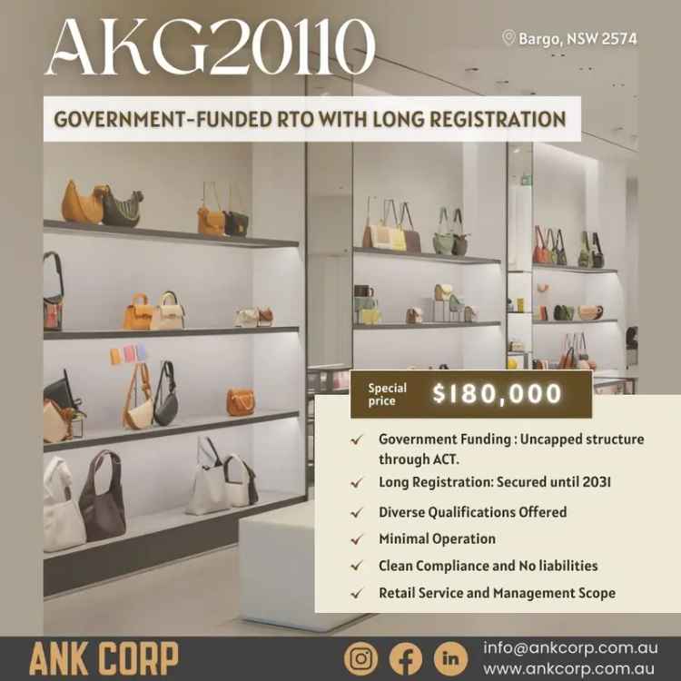 Take Advantage of 2 Government-Funded and Profitable RTOs Now! AKG20109 AKG20110