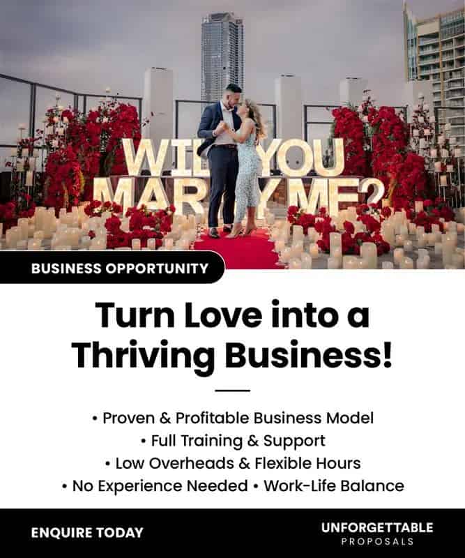 Unforgettable Proposals Franchise For Sale – Exclusive Territories – Byron Bay