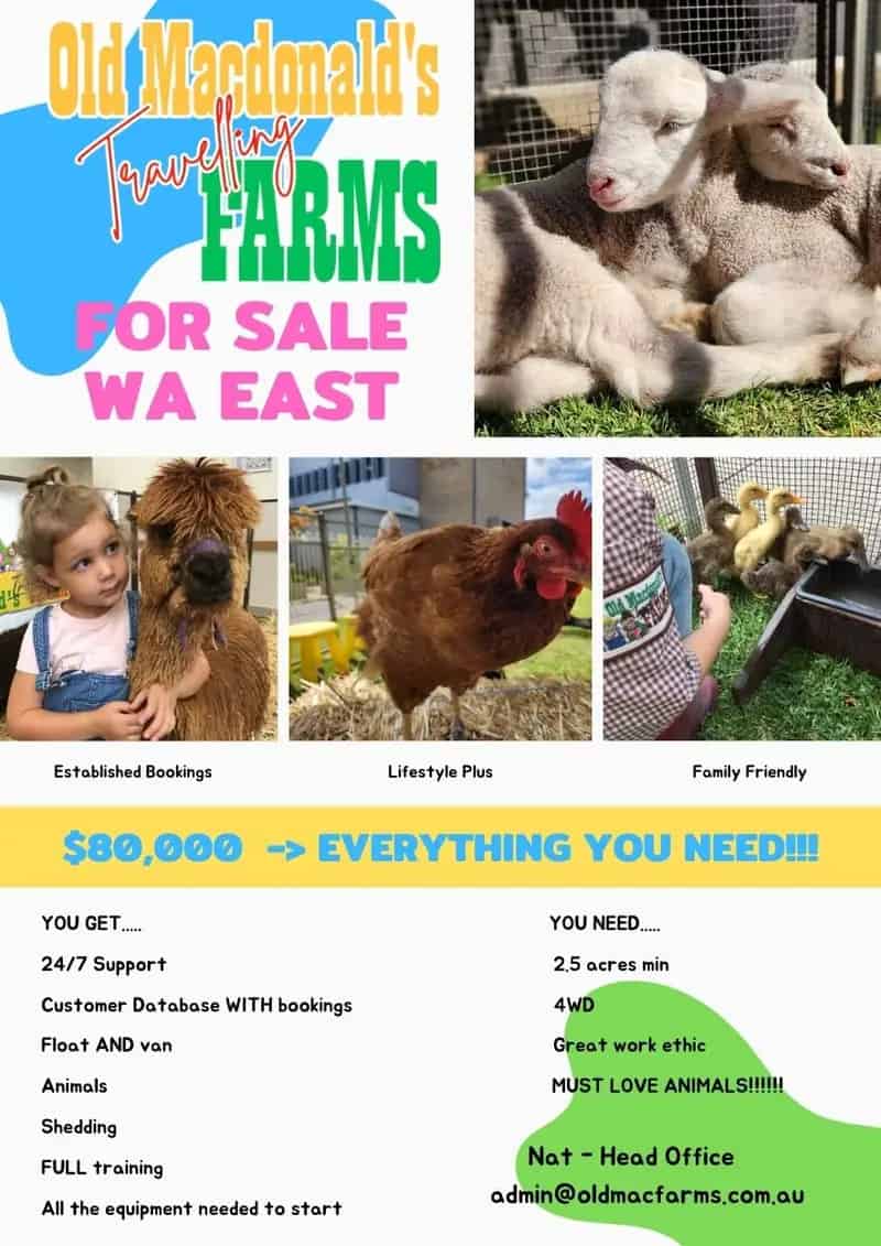 Buy Commercial Property Old Macdonald's Travelling Farms WA East Featuring 2.5 Acres