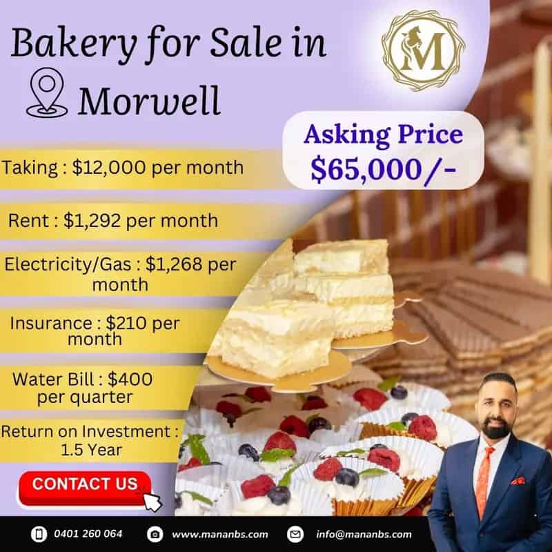 Bakery for Sale in Morwell with Eco-Friendly Operations and Modern Equipment